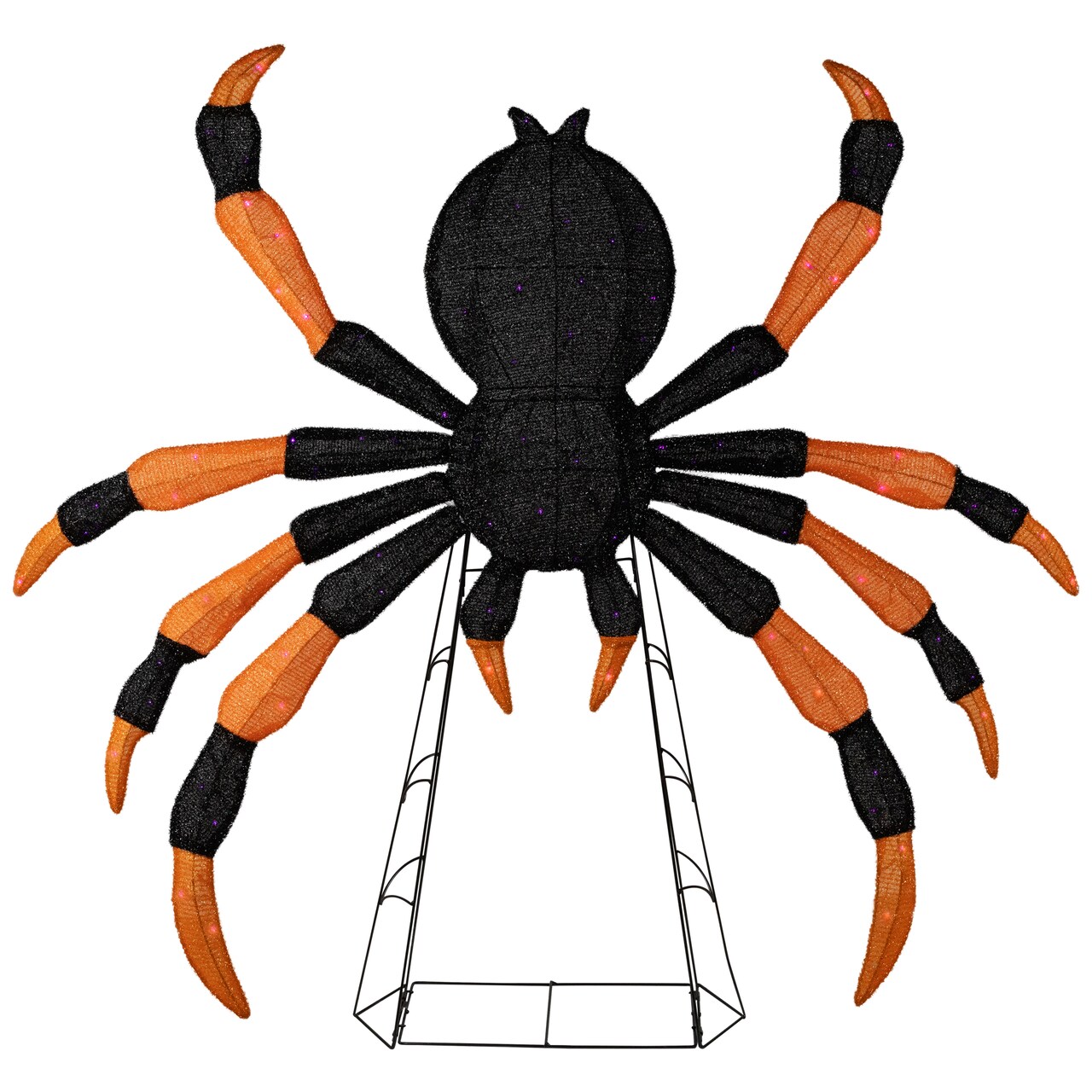 Northlight Lighted Spider Halloween Decoration - 4.5' - Black and Orange - Purple LED Lights